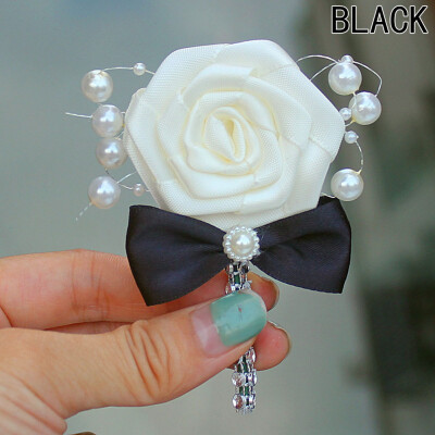 

Corsage Flowers Wrist Buttonhole Womens Brooch Bridal Brooches Roses Beads Prom