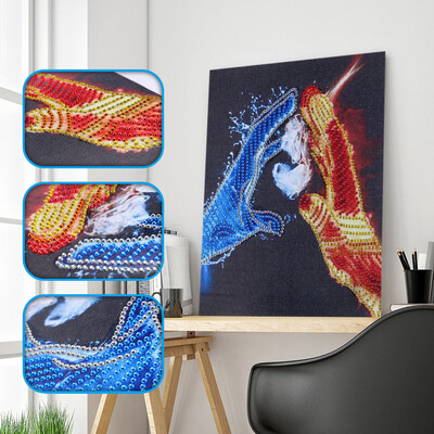 

Gobestart Fluorescent Diamond Painting DIY 5D Partial Drill Cross Stitch Kits Crystal Rhin