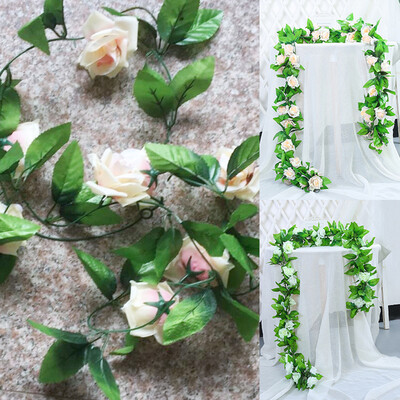 

Artificial Flower Silk Rose Leaf Garland Vine Ivy Home Wedding Garden Decor