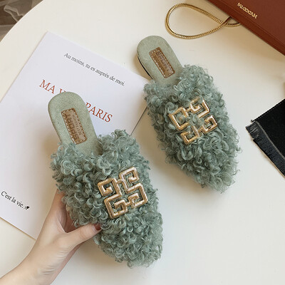 

Hairline slipper with a pair of bales&a half-towed flat-bottomed Mueller shoes