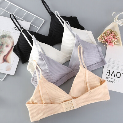 

Women Bras Top Cotton Sexy Lingerie Push Up Striped Bras Wire Free Women Underwear