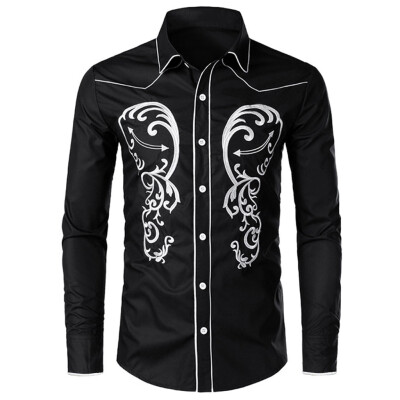 

Tailored Mens Autumn Winter Casual Embroidery Pullover Long Sleeved T-shirt Top Blouse