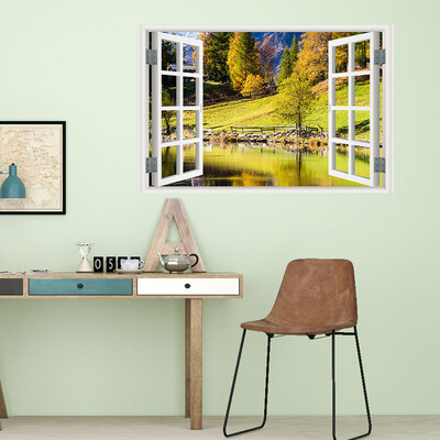 

〖Follure〗3D Full Colour High Definition Nature Scenery False Faux Window Frame Wall Decals