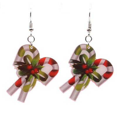 

Christmas Tree Bell Crutch Hook Drop Dangle Earrings Womens Jewellery Gift Christmas Party