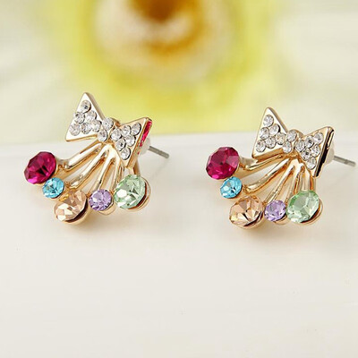 

Earrings Fashion Sweet Shiny Diamond Bow Crown Stud Earrings For Women Korean Diamond Jewelry Earrings Birthday Gifts