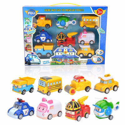 

8pcs Polly Deformation Car Battle Group Deformation Robot Clan Parking Lot Childrens Smart Toys