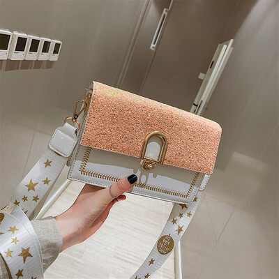 

Qiao Bani 2019 spring new Korean fashion Dongdaemun star sequins small square bag shoulder diagonal tide handbag