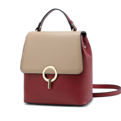 

REALER women backpack small spilt leather backpack for women school backpack for teenager girls panelled shoulder bag