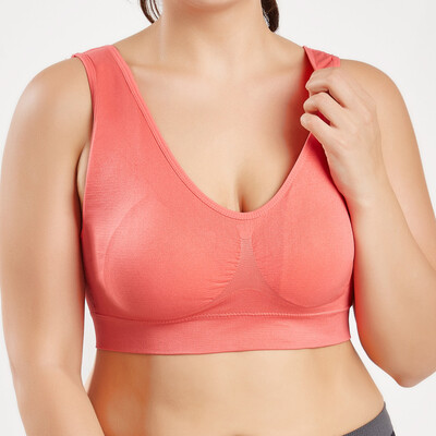 

Nomeni Women Pure Color Plus Size Ultra-thin Large Bra Sports Bra Full Bra Cup Tops