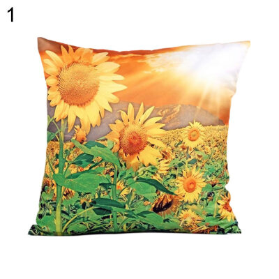

Sunflower Flower Linen Square Pillow Case Cushion Cover Sofa Bed Car Cafe Decor