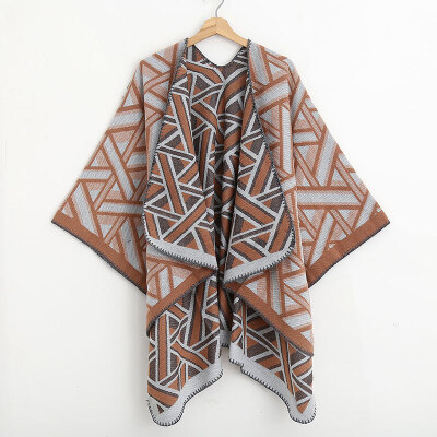 

Joker new diamond-shaped plaid scarf female autumn&winter imitation cashmere new out travel cloak shawl double cloak