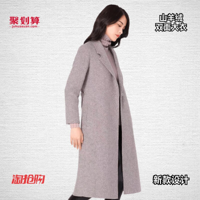 

Double-faced cashmere coat womens long section 2018 autumn&winter new over the knee high-end Slim Houndstooth wool coat