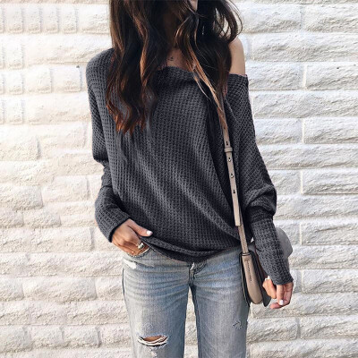 

Womens Loose Pullover Solid Long Sleeve Casual Shirts Knitted T-shirt Sweater