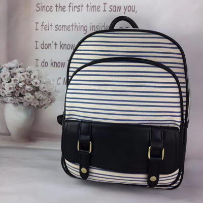 

Striped School Backpack Lightweight Travel Bag For Women Girls