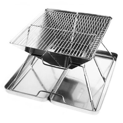 

Charcoal Grill Foldable BBQ Grill Portable Stainless Steel Picnic Barbecue Grill Outdoor Cooking Patio Backyard Camping Hiking St