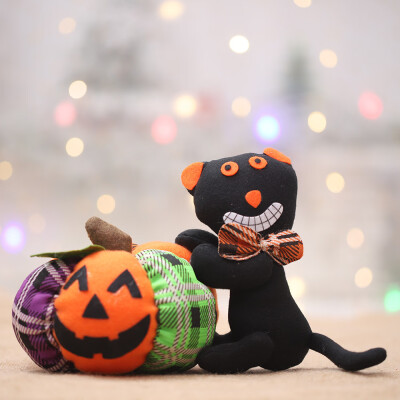 

Toponeto Halloween Witch Pumpkin Cat Decoration Home Ornament Plush Stuffed Doll Toys