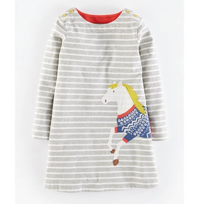 

Girls Dress Long Sleeve Winter New Girls Casual Pencil Striped Dresses Embroidery Cute Children Baby Girls Dresses Kids