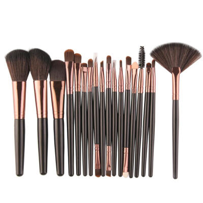 

18pcsSet Makeup Brush Fan-Shaped Coffee Tube Foundation Powder Beauty Tool