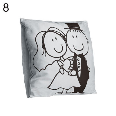 

Double-sided Print Black White Couple Pillow Case Cushion Cover Sofa Bed Decor