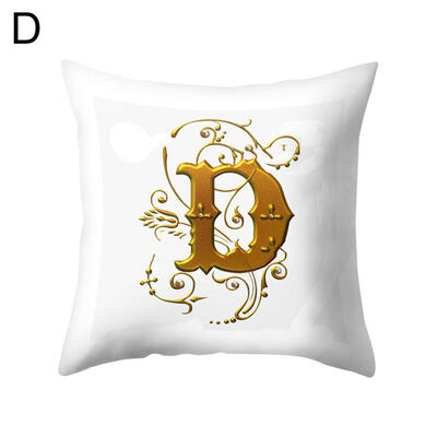 

26 Golden A to Z Alphabet Flower Soft Pillow Case Cushion Cover Home Sofa Decor