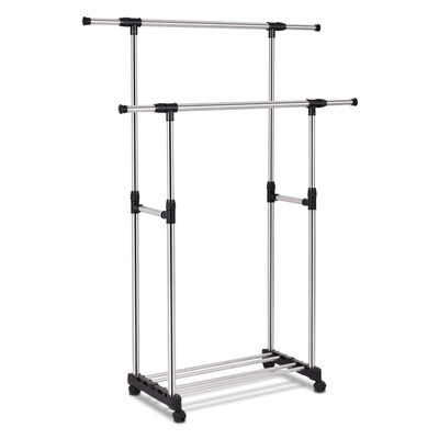 

Double Rail Rolling Adjustable Closet Organizer