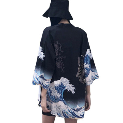 

Harajuku Kimono Cardigan 2019 Vintage Casual Summer Printed Chiffon Sunscreen Women Clothing Outerwear Blouse Japanese style