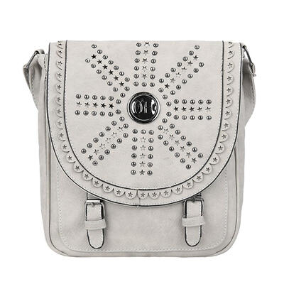 

Women Retro Messenger Bags Hollow Leather Shoulder Rivets Crossbody Purse