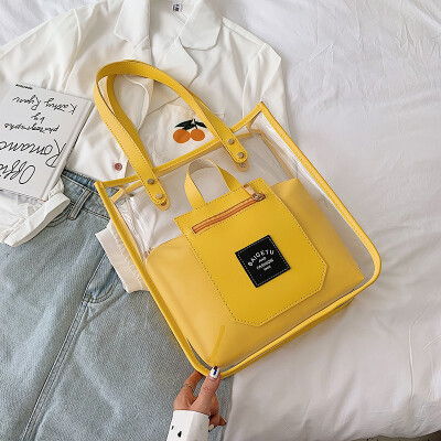 

Summer jelly bags small fresh&transparent womens new 2019 Korean version of Joker Tote portable shoulder bag