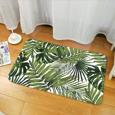 

Gobestart Tropical Plant leaves Pattern Polyester Bathroom Kitchen Carpet 40x60cm