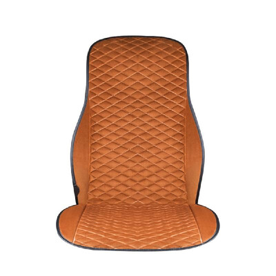 

Car Electric Heating Seat Pad Vehicle Universal 12V Cushion Office Winter Keeping Warm Rhombus Double Seat Brown