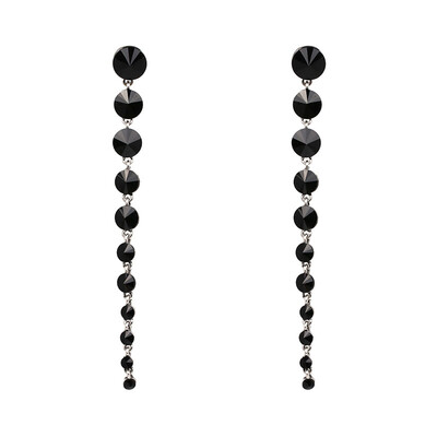 

JURAN 2019 New Arrival Good quality Black Crystal Long Charm Dangle Earrings Statement Drop Earring Bincos Women Jewelry C3302-1