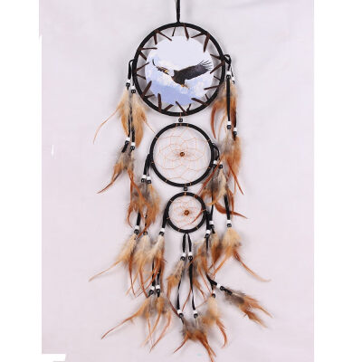 

Home Wall Hanging Decoration Wolf Pattern Ornament Dream Catcher with Feathers