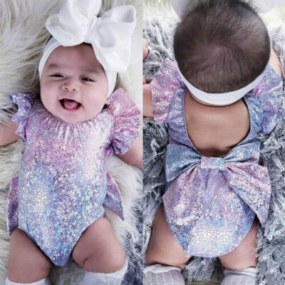 

Summer Newborn Baby Girl Sequin Mermaid Romper Bodysuit Jumpsuit Outfits Clothes