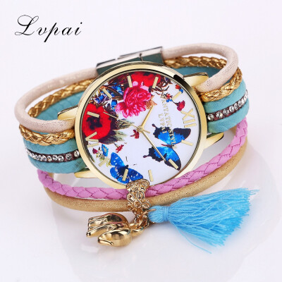 

Woven small twist bracelet watch butterfly flower delicate scale schedule