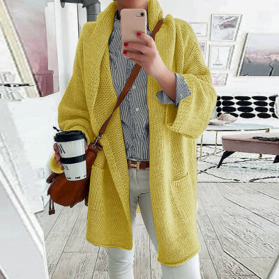 

Tailored Women Fashion Casual Solid Open Front Long Sleeve Knit Sweater Cardigans Coat