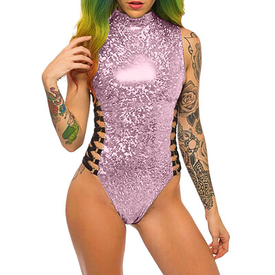 

Starmoon Women Fashion Sexy Colorful High Collar Zipper Radiation Tether Jumpsuits