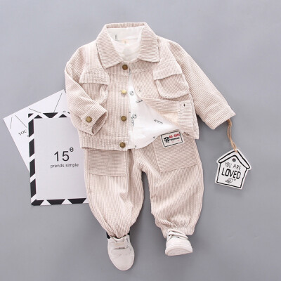 

3pcs Toddler Kid Baby Boys Autumn Warm Clothes Outfit Coat Shirt Tops Long Pants