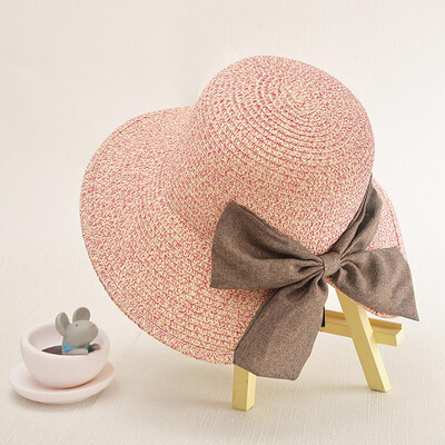 

Straw Cap Ladies Summer Lightweight Breathable Caps Sun Shade Sun Hat Bifurcated Bow Sunscreen Beach Sun Hats Free Shipping Sale