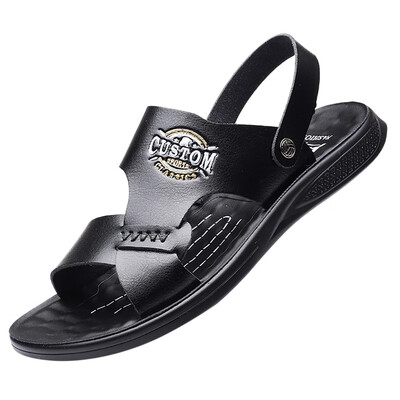 

Fashion Man Beach Sandals 2019 Mens Summer solid color Sandals Casual Beach Shoes ankle strap Non-slip Sandals And Slippers