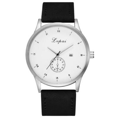 

Lvpai Large Round Dial Quartz Watch Men Leather Strap Analog Wristwatch