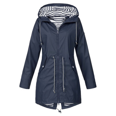 Toponeto Woemns Solid Rain Jacket Outdoor Jackets Waterproof Hooded Raincoat Windproof