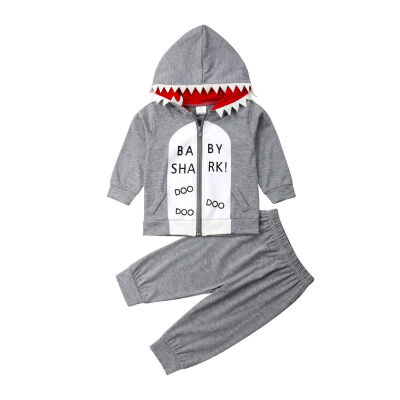 

Baby Infants Kids Long Sleeve Shark Hooded Shirt& Pants Outfits Set Sportswear