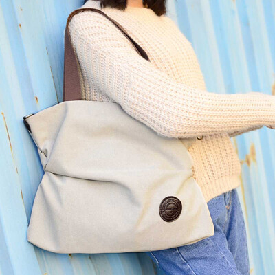 

Women Canvas Handbag Large Capacity Casual Shoulder Bags Messenger Bag Foldable Reusable Shopping Tote Beach Bag Female T3G