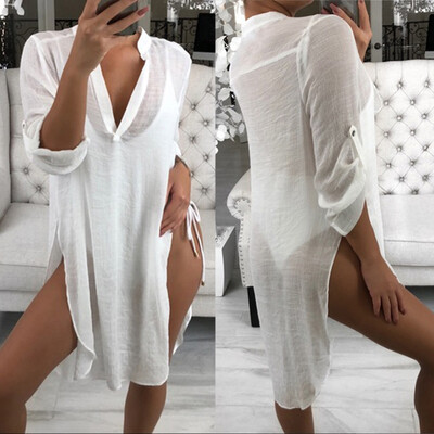 

Starmoon Women V Neck Split Design Blouse Tops Bikini Cover Beach Blouse