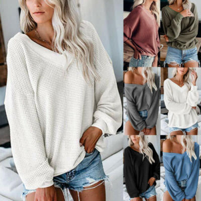 

Women Long Sleeve Knitted Sweater Knitwear Loose Jumper Outwear Tops Pullover