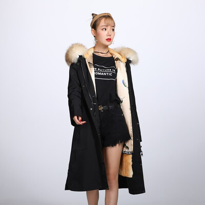 

QIU YAN sent over the new winter stars rabbit fur long paragraph Parker coat female fur coat 9329