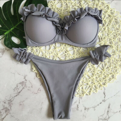 

Sexy Women Strapless Lace Swimwear Padded Push-up Swimsuit Beachwear Bikini Set