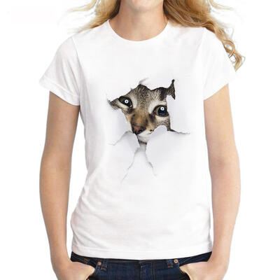 

Cute Print Short Sleeve O-Neck T-shirt Women Streetwear Casual Soft Tops