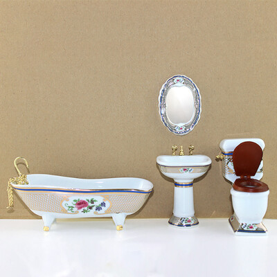 

Tailored Doll-house Miniature Scene Model Bathroom Set Decoration Pretend Play Toy