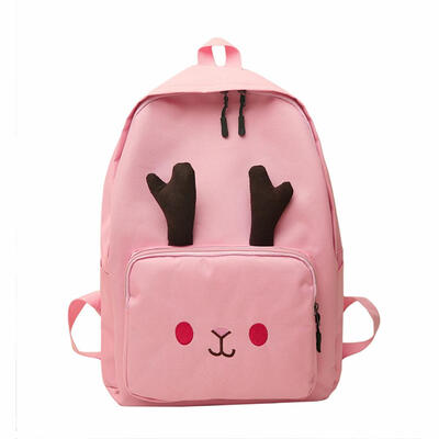 

Deer Horn Decor Totes Women Backpack Large Capacity Zip Nylon Rucksack